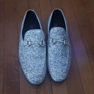 Silver Glitter Loafers